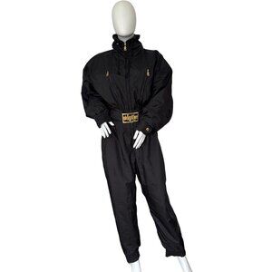 Vintage Bogner Ski Suit Size M 10 Black/gold